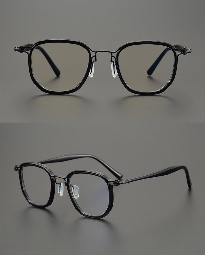 Gatenac Unisex Full Rim Square Titanium Acetate Frame Eyeglasses Gxyj815 Full Rim Gatenac   