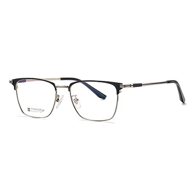 Ralferty Men's Full Rim Square Titanium Eyeglasses Full Rim Ralferty C02 Gold Black China 