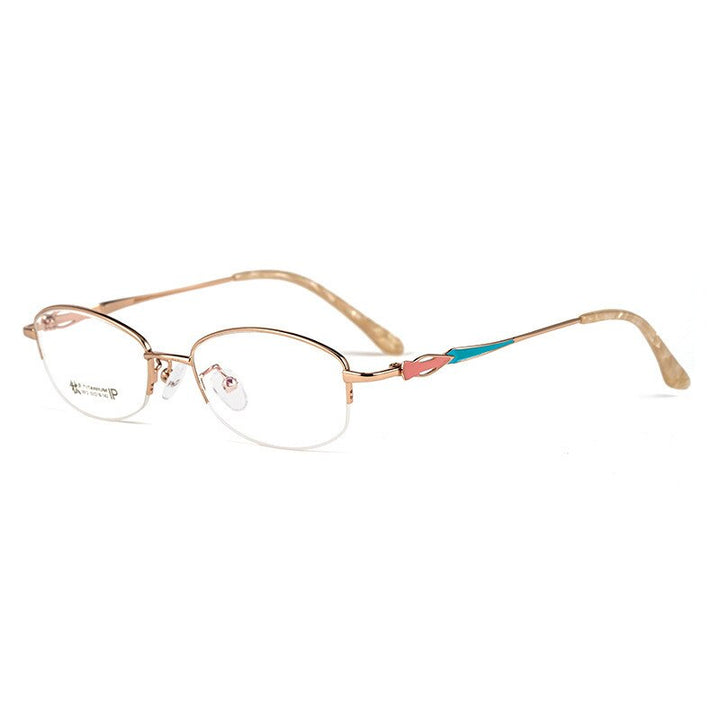 KatKani Women's Semi Rim Rectangular Alloy Frame Eyeglasses 3512x Semi Rim KatKani Eyeglasses   