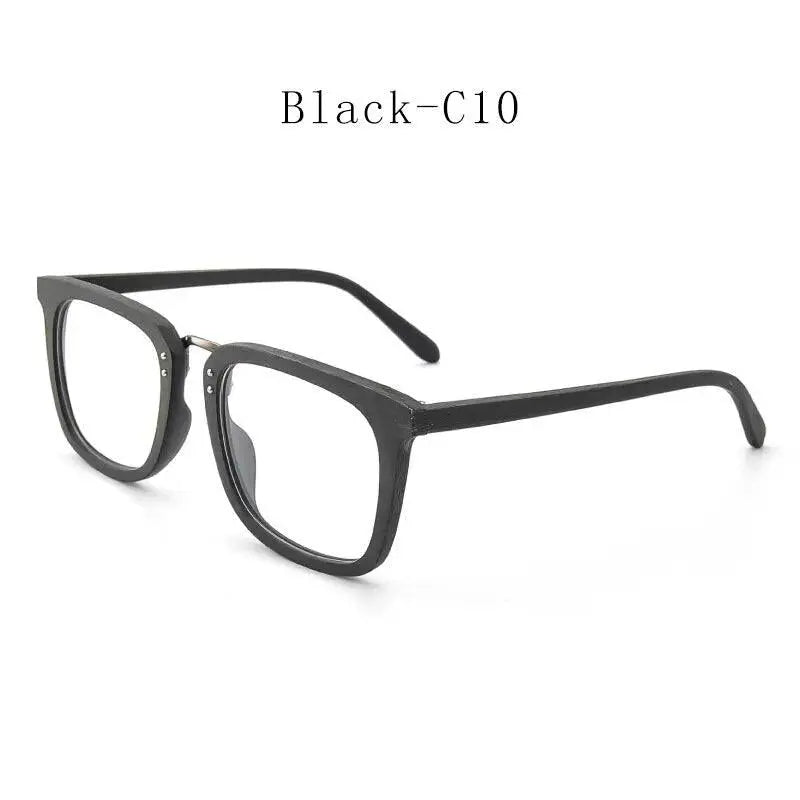 Hdcrafter Men's Full Rim Square Wood Alloy Eyeglasses Ps7055.