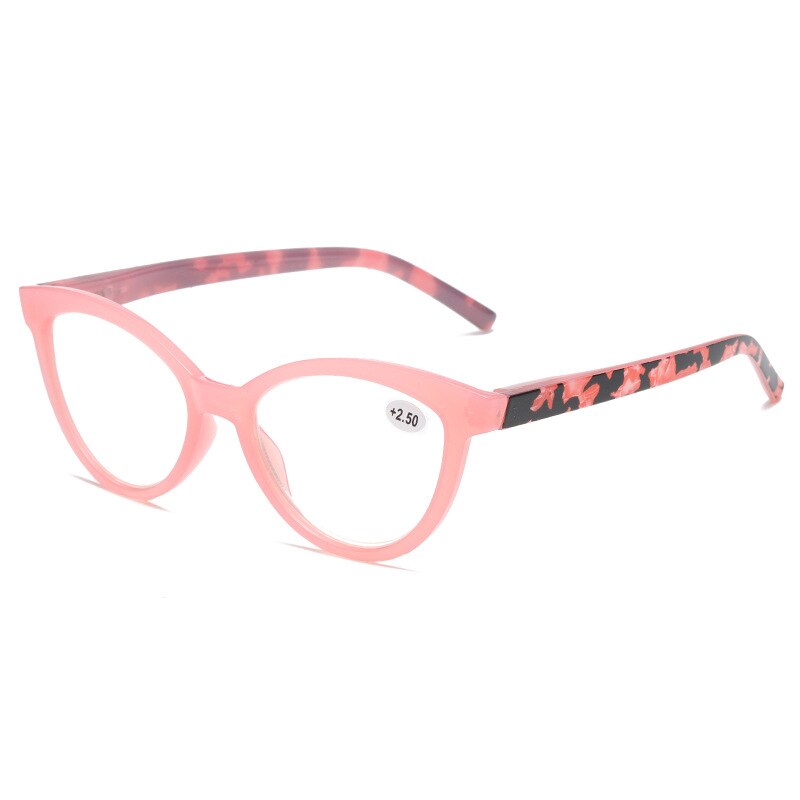 CCSpace Women's Full Rim Large Cat Eye Acetate Hyperopic Reading Glasses 55809 Reading Glasses CCspace China +100 Pink