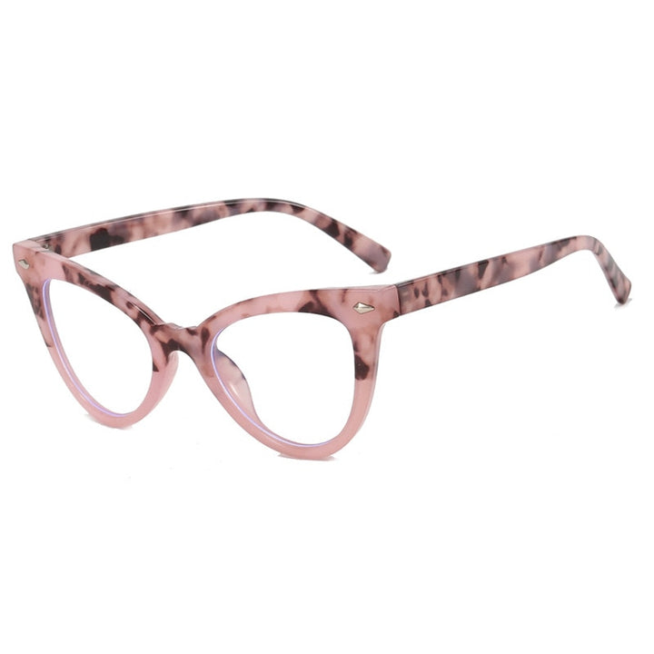 CCSpace Women's Full Rim Square Cat Eye Acetate Eyeglasses 55584 Full Rim CCspace Pink China 