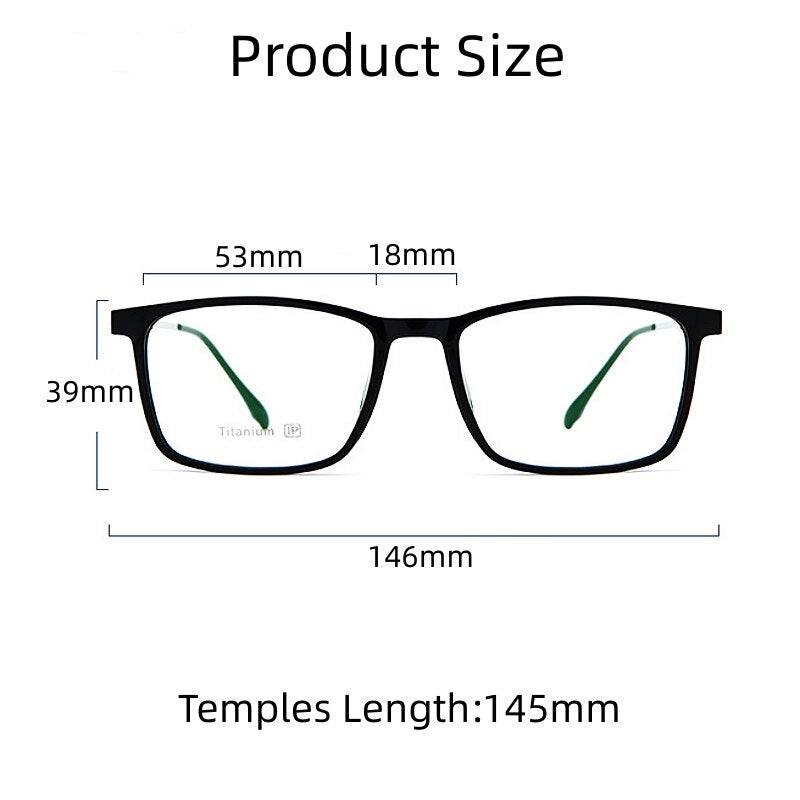 Yimaruili Men's Full Rim Square Acetate Titanium Eyeglasses 2502Ti Full Rim Yimaruili Eyeglasses   