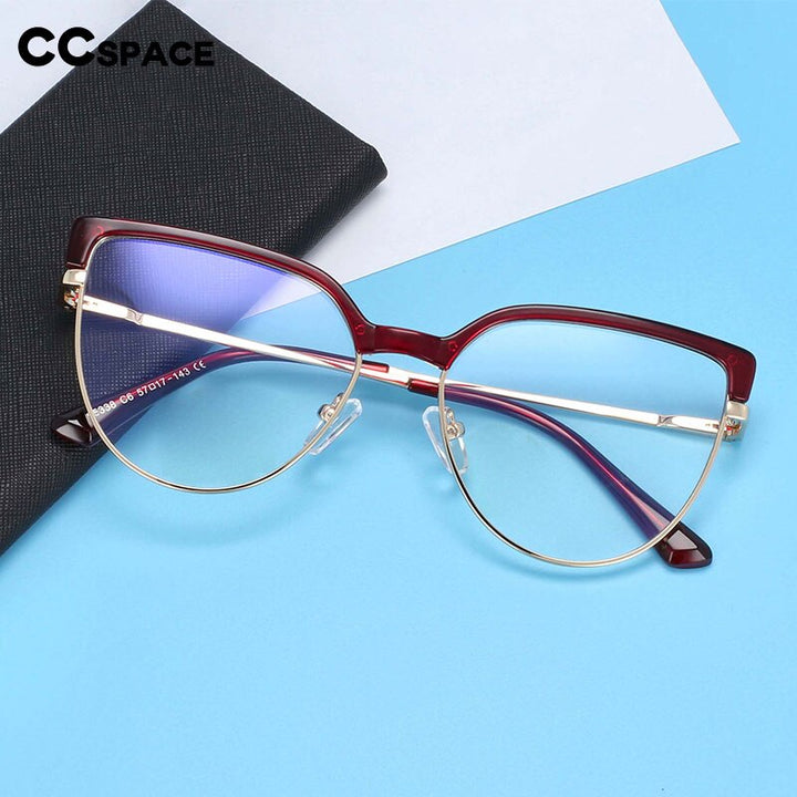 CCSpace Unisex Full Rim Square Cat Eye Tr 90 Titanium Frame Eyeglasses 54439 Full Rim CCspace   