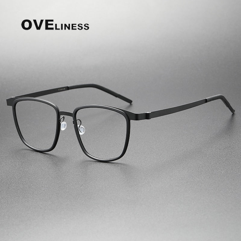 Oveliness Unisex Full Rim Square Screwless Titanium Eyeglasses 9717 Full Rim Oveliness black  