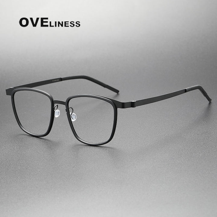 Oveliness Unisex Full Rim Square Screwless Titanium Eyeglasses 9717 Full Rim Oveliness black  