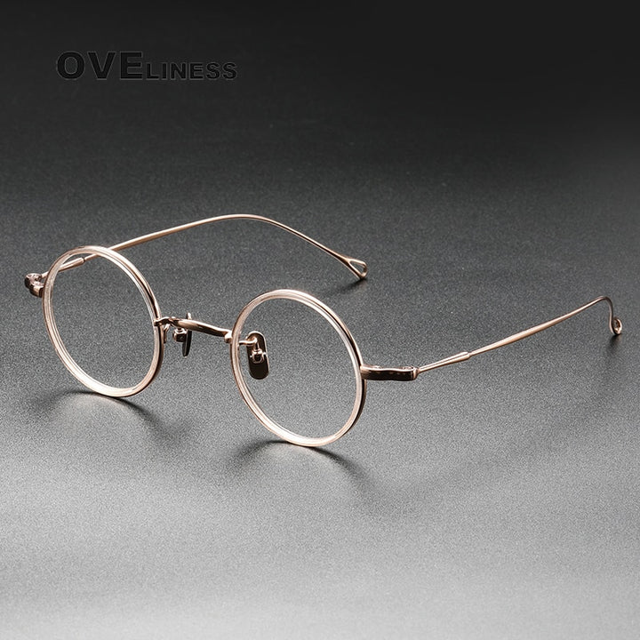 Oveliness Unisex Full Rim Round Titanium Eyeglasses V8 Full Rim Oveliness pink rose gold  