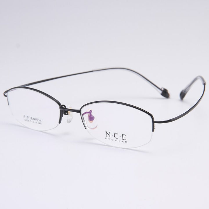 Bclear Women's Semi Rim Titanium Oval Eyeglasses Sc18026 Semi Rim Bclear black  