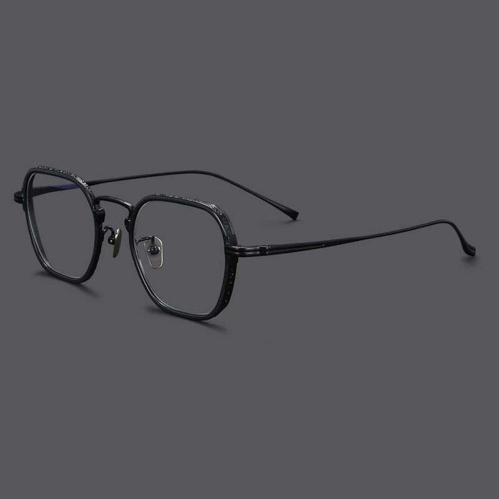 CCspace Unisex Full Rim Irregular Square Titanium Eyeglasses 54974 Full Rim CCspace Black China 