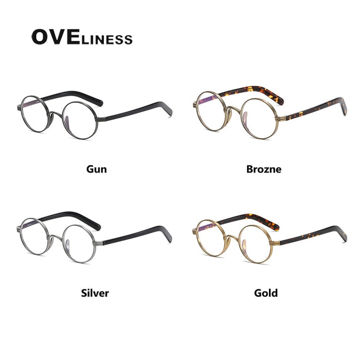 Oveliness Unisex Full Rim Round Acetate Titanium Eyeglasses 101 Full Rim Oveliness   