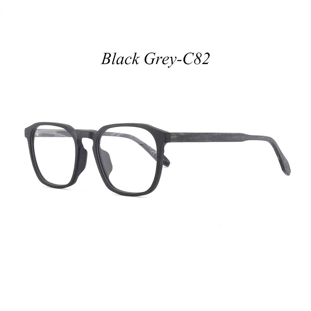 Hdcrafter Unisex Full Rim Square Wood Alloy Eyeglasses 1692 Full Rim Hdcrafter Eyeglasses C82  