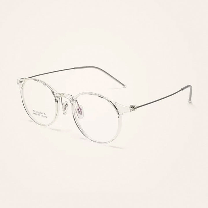 Yimaruili Unisex Full Rim Round Tr 90 Titanium Eyeglasses M8062 Full Rim Yimaruili Eyeglasses Transparent  