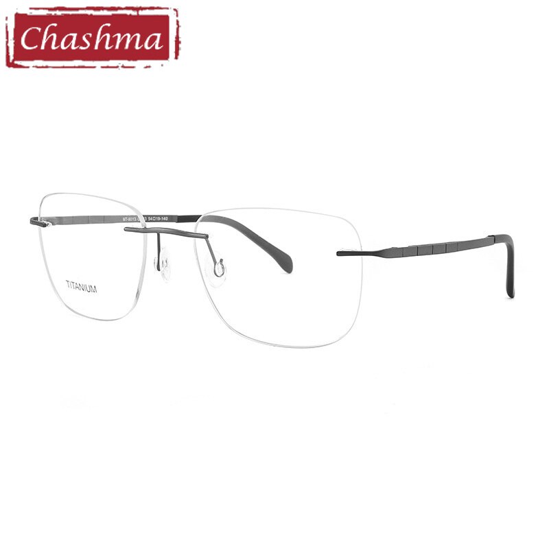 Chashma Ottica Unisex Rimless Rounded Square Titanium Eyeglasses 9013 Rimless Chashma Ottica Gray  