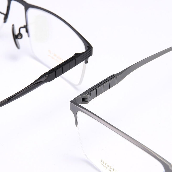 Bclear Men's Semi Rim Square Titanium Eyeglasses My91065 Semi Rim Bclear   