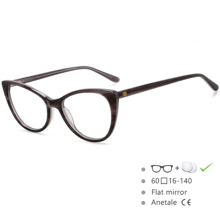 CCSpace Women's Full Rim Cat Eye Acetate Frame Eyeglasses 54551 Full Rim CCspace Gray China 