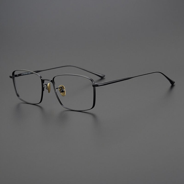 Gatenac Unisex Full Rim Square Titanium Eyeglasses Gxyj990 Full Rim Gatenac Black  