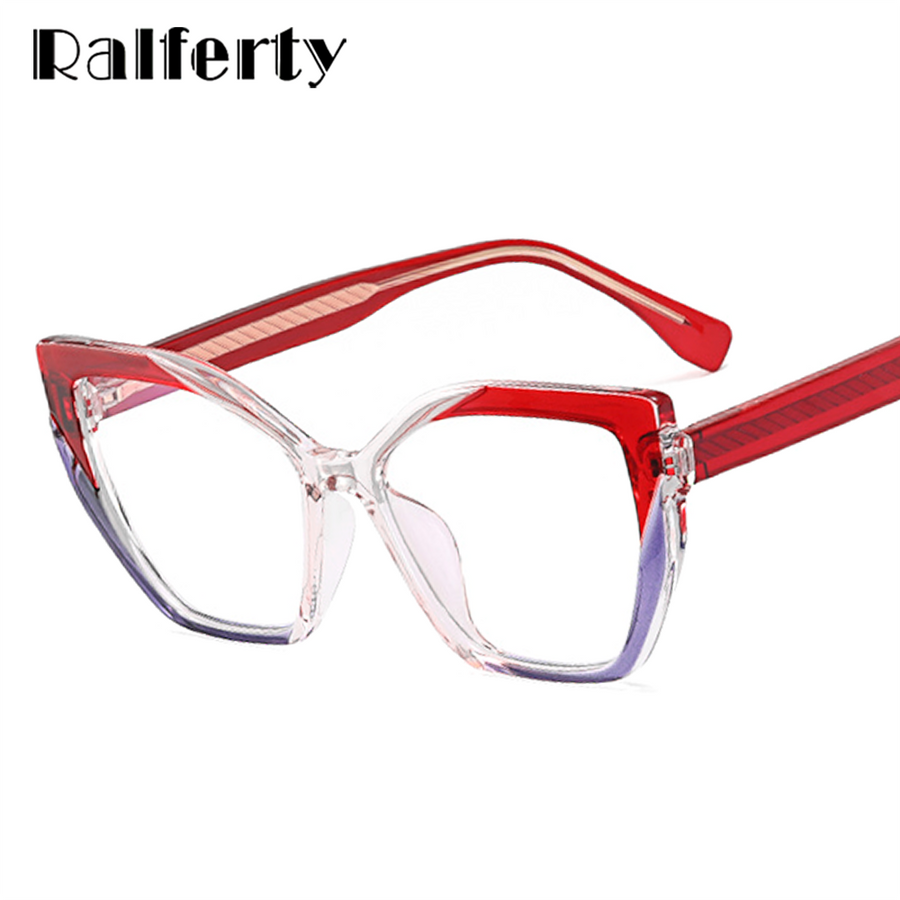 Ralferty Women's Full Rim Square Cat Eye Tr 90 Acetate Eyeglasses F82026 Full Rim Ralferty   