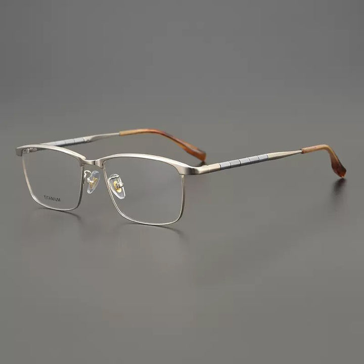Gatenac Unisex Full Rim Irregular Square Titanium Eyeglasses Gxyj910 Full Rim Gatenac Gold  