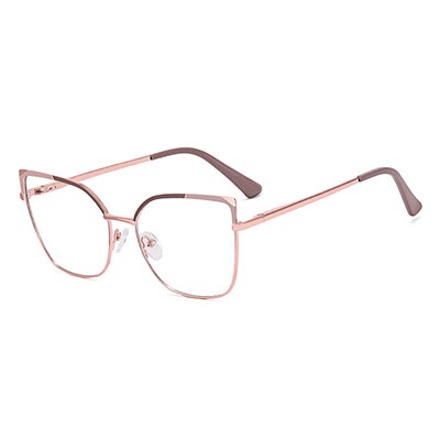 Ralferty Women's Full Rim Square Cat Eye Alloy Eyeglasses F82055 Full Rim Ralferty China C6 Cameo 