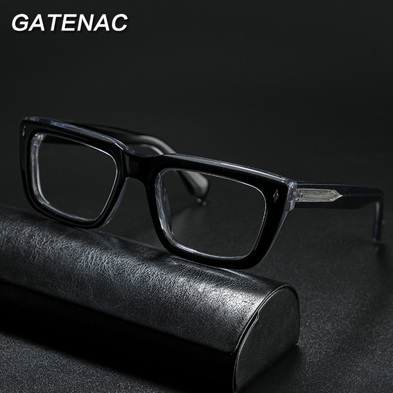 Gatenac Unisex Full Rim Square Acetate Frame Eyeglasses Gxyj776 Full Rim Gatenac   