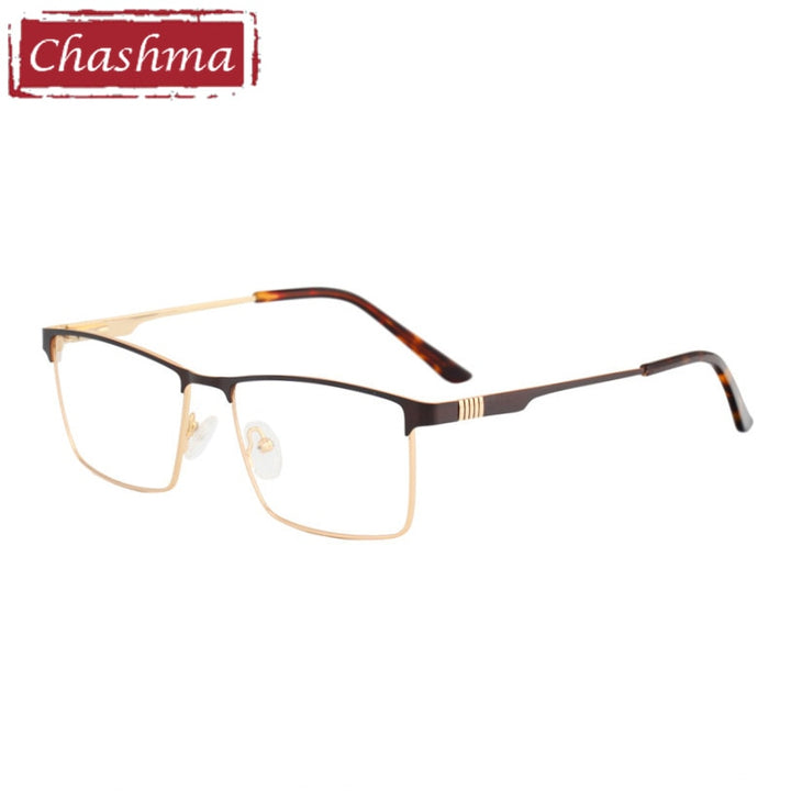 Chashma Ottica Men's Full Rim Square Stainless Steel Eyeglasses 8345 Full Rim Chashma Ottica Brown  