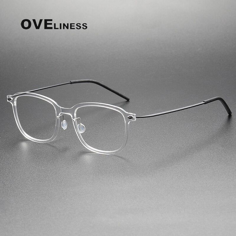 Oveliness Unisex Full Rim Square Acetate Titanium Eyeglasses 6510 Full Rim Oveliness transparent  