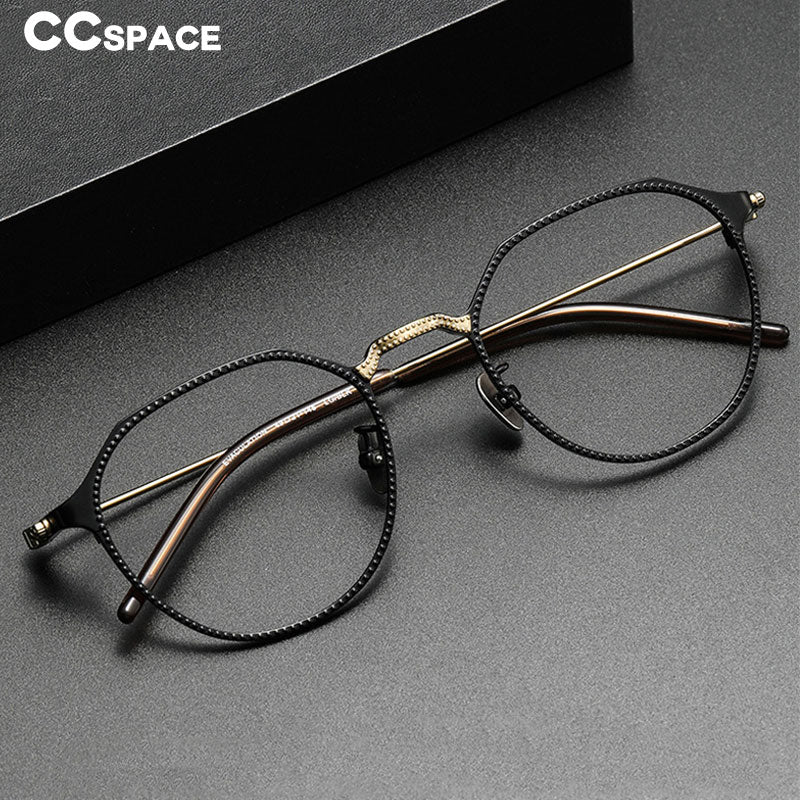 CCSpace Unisex Full Rim Large Irregular Square Titanium Eyeglasses 55039 Full Rim CCspace   