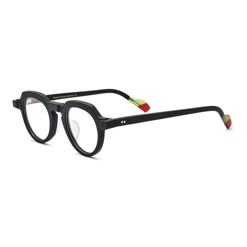 Gatenac Unisex Full Rim Irregular Round Acetate Eyeglasses Gxyj897 Full Rim Gatenac Black  