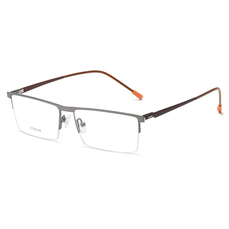 Zirosat Men's Semi Rim Square Titanium Eyeglasses P8826 Semi Rim Zirosat grey  