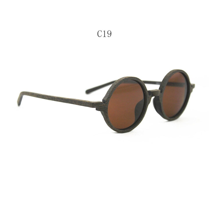 Hdcrafter Unisex Full Rim Round Bamboo Wood Handcrafted Polarized Sunglasses 8843 Sunglasses HdCrafter Sunglasses C19  