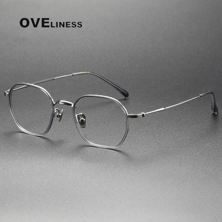 Oveliness Unisex Full Rim Irregular Square Acetate Titanium Eyeglasses 8503 Full Rim Oveliness grey gun  