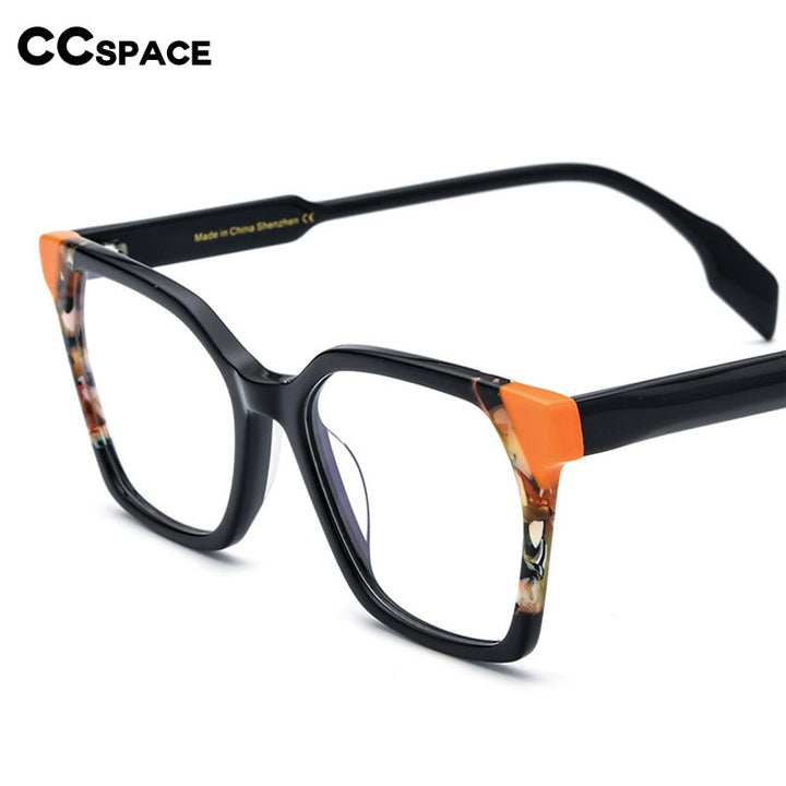 CCSpace Unisex Full Rim Square Acetate Eyeglasses 55167 Full Rim CCspace   