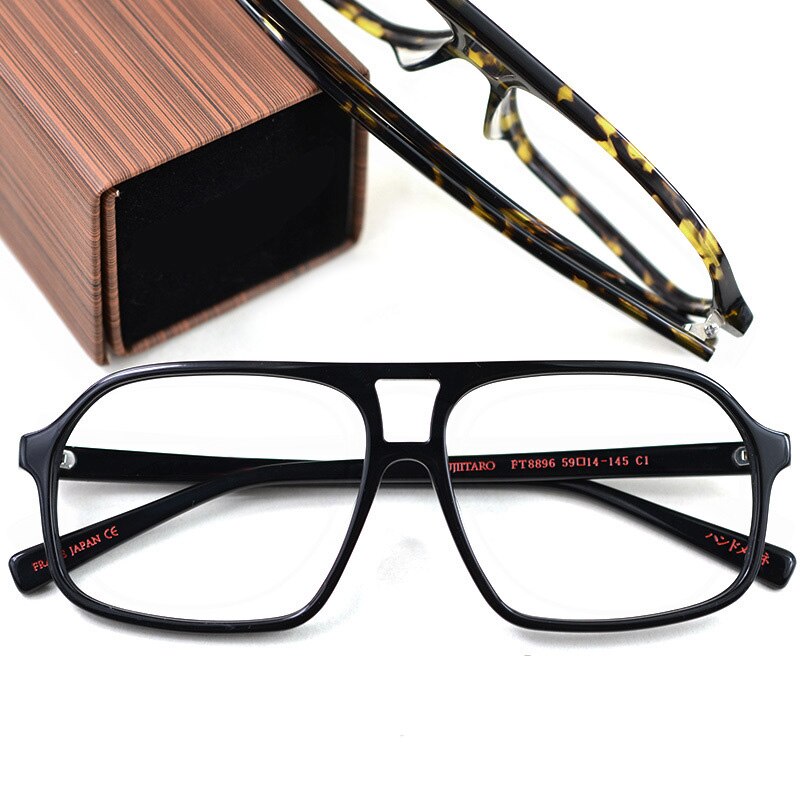 Hdcrafter Unisex Full Rim Square Double Bridge Acetate Tr 90 Eyeglasses Ft8896 Full Rim Hdcrafter Eyeglasses   
