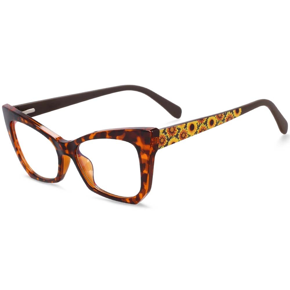 CCSpace Women's Full Rim Square Cat Eye Tr90 Titanium Frame Eyeglasses 54259 Full Rim CCspace China leopard 