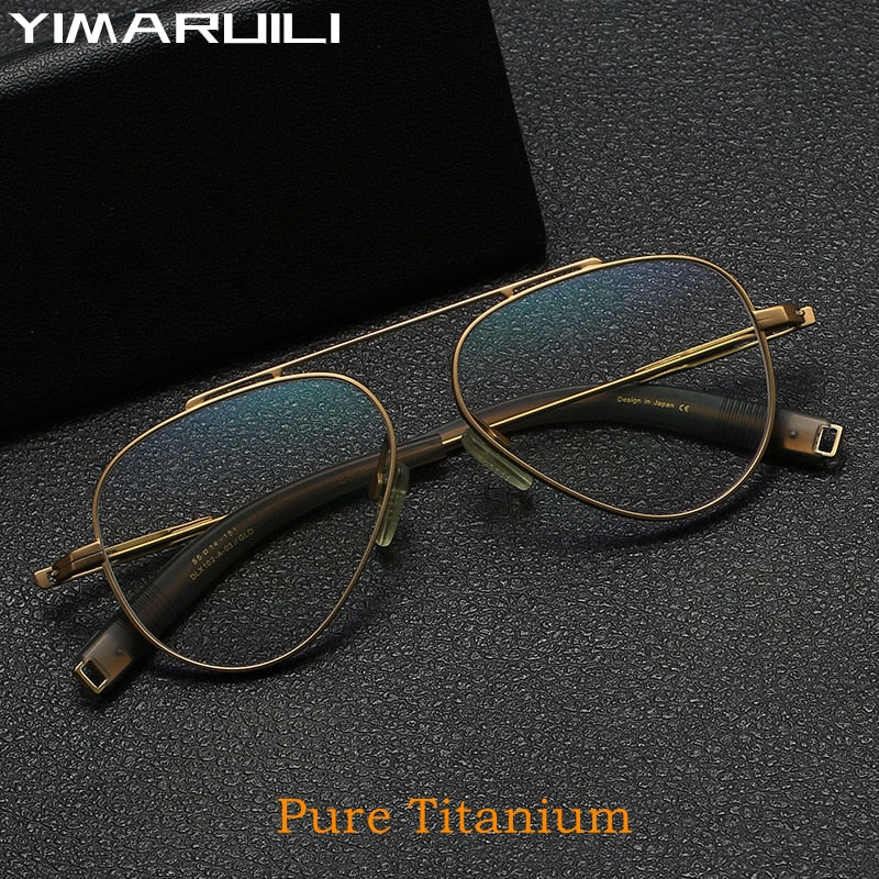 Yimaruili Unisex Full Rim Square Titanium Eyeglasses DLX102 Full Rim Yimaruili Eyeglasses   