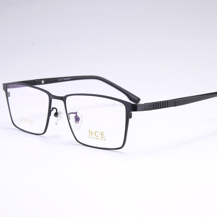 Reven Jate Men's Full Rim Square Titanium Eyeglasses 5007 Full Rim Reven Jate black  