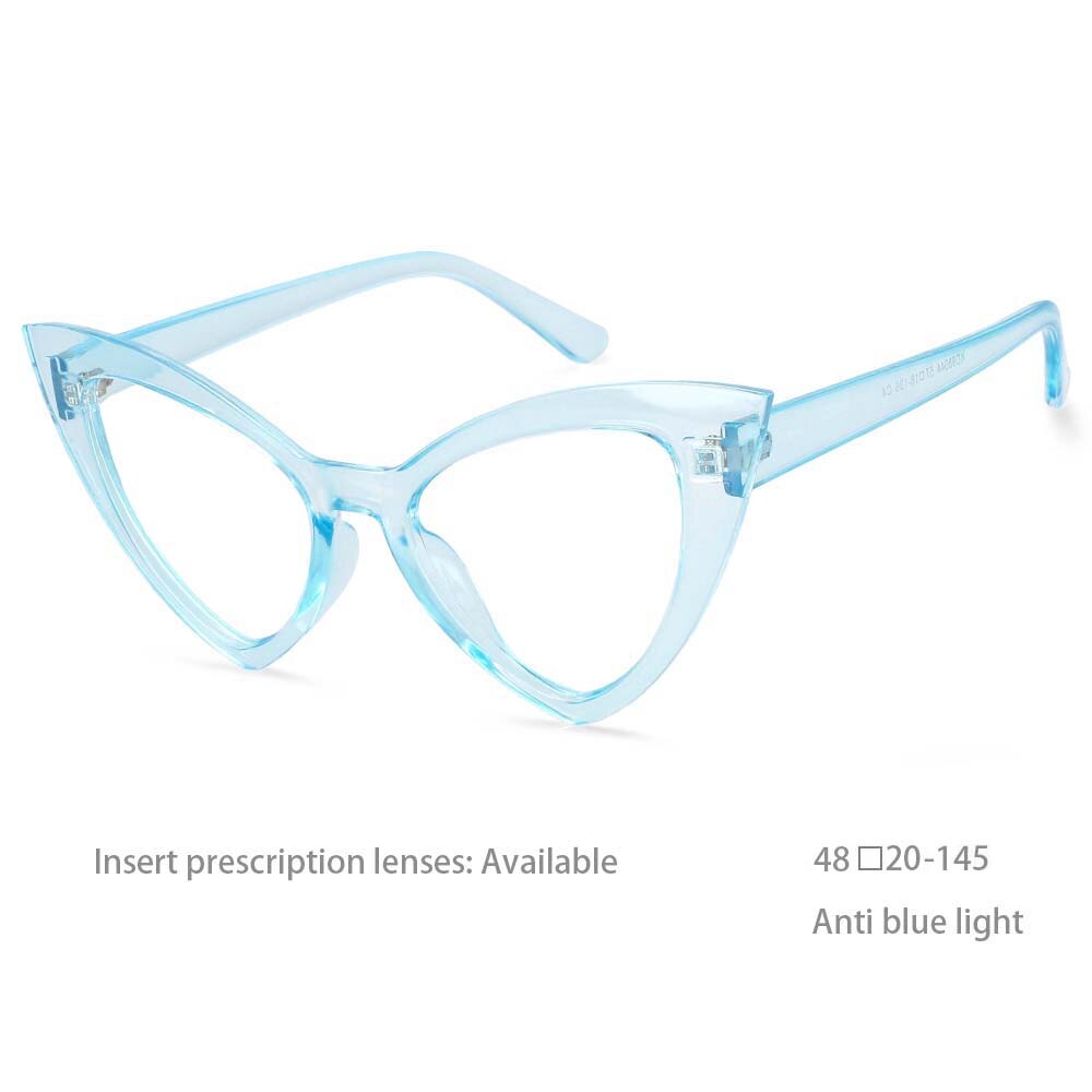 CCSpace Women's Full Rim Oversized Cat Eye Resin Frame Eyeglasses 54419 Full Rim CCspace China Blue 