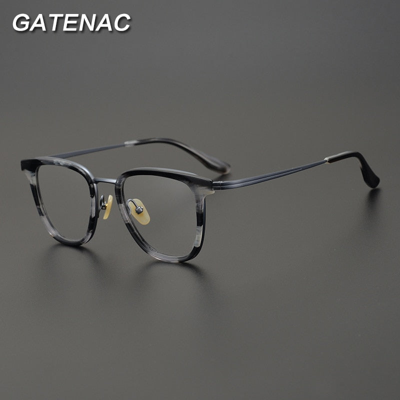 Gatenac Unisex Full Rim Square Titanium Acetate Frame Eyeglasses Gxyj782 Full Rim Gatenac   