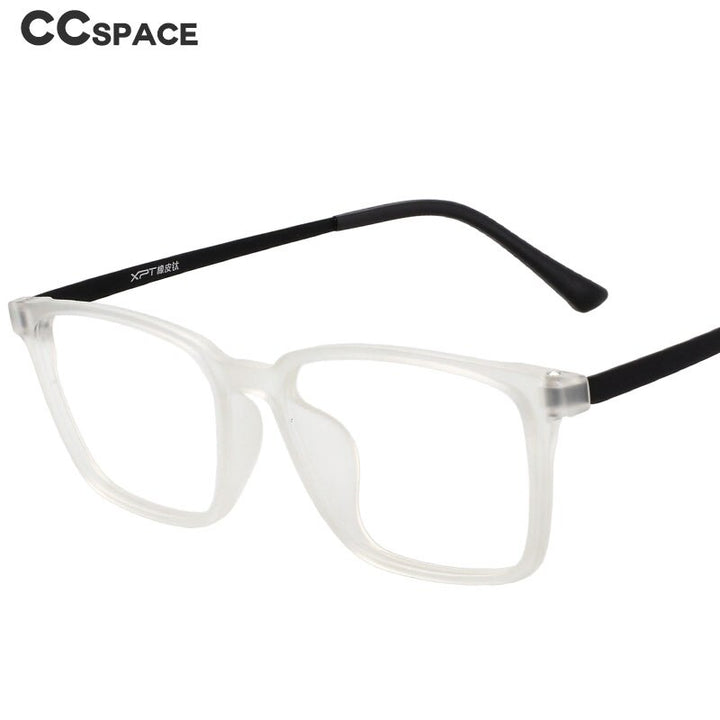 CCspace Unisex Full Rim Square Titanium Eyeglasses 49645 Full Rim CCspace   