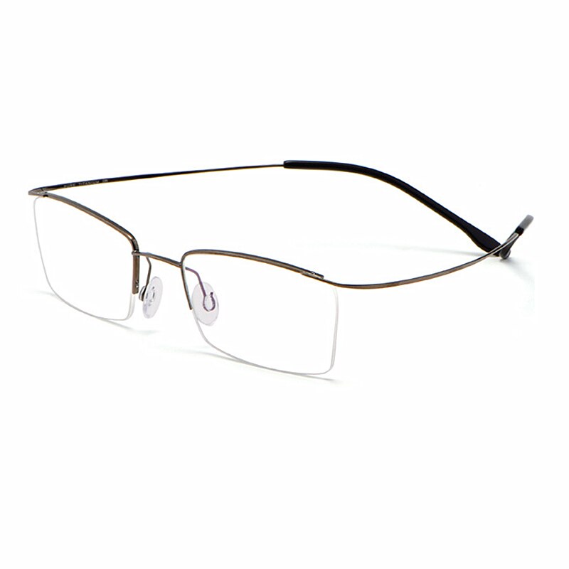 Hdcrafter Men's Semi Rim Square β  Titanium Eyeglasses 30004 Semi Rim Hdcrafter Eyeglasses Gun  