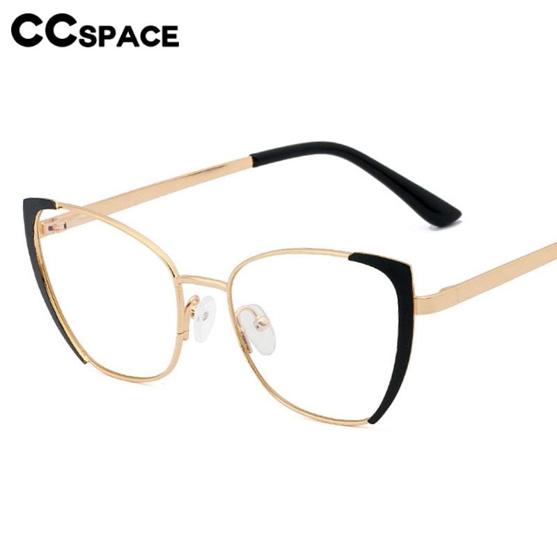 CCSpace Women's Full Rim Square Butterfly Alloy Acetate Eyeglasses 56702 Full Rim CCspace   