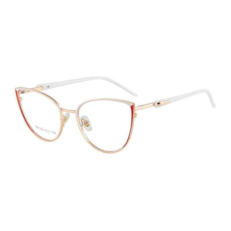KatKani Women's Full Rim Memory TR 90 Resin Cat Eye Frame Eyeglasses Tr7168 Full Rim KatKani Eyeglasses Red Pink Edge  