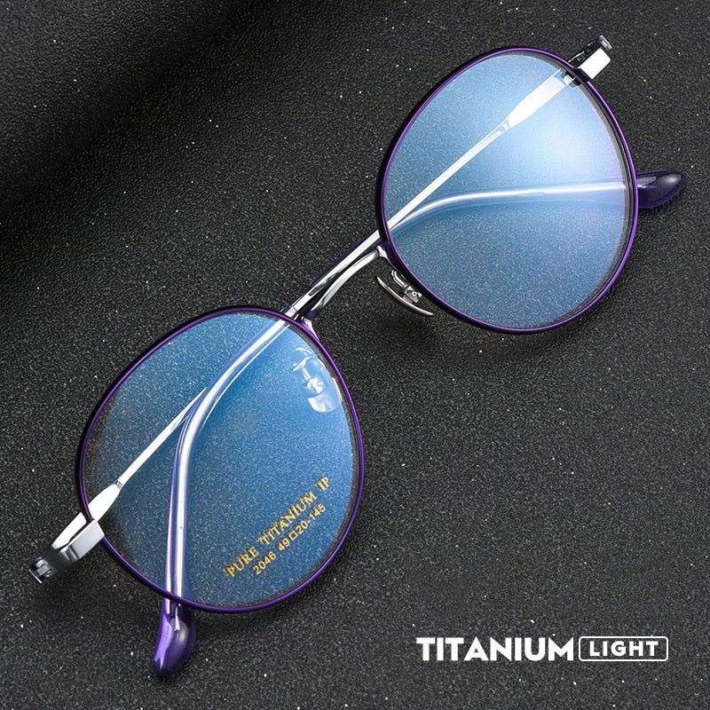 Yimaruili Unisex Full Rim Round Titanium Eyeglasses 2046TSF Full Rim Yimaruili Eyeglasses   