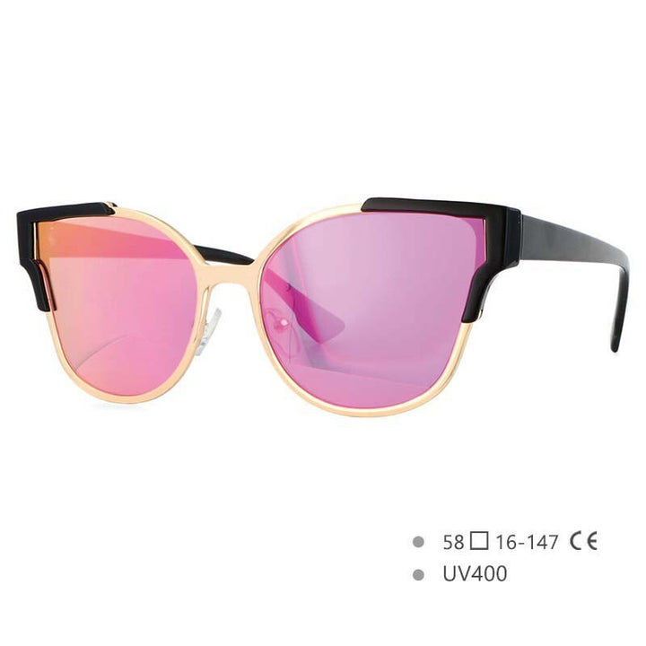 CCSpace Women's Full Rim Large Cat Eye Resin Alloy Frame Sunglasses 54593 Sunglasses CCspace Sunglasses Pink China 54593