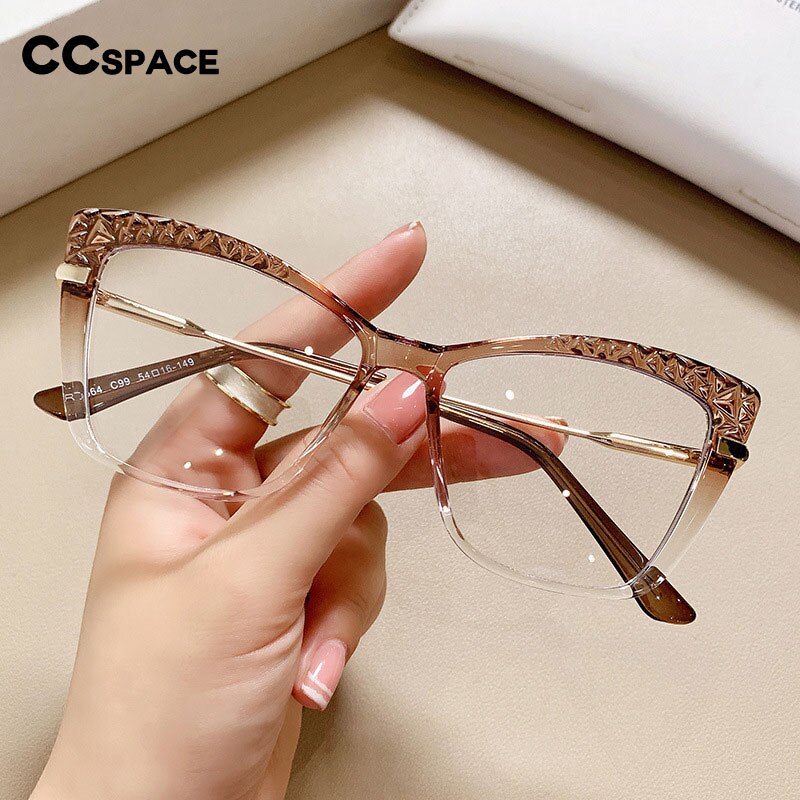 CCspace Women's Full Rim Square Cat Eye Tr 90 Titanium Eyeglasses 53355 Full Rim CCspace   