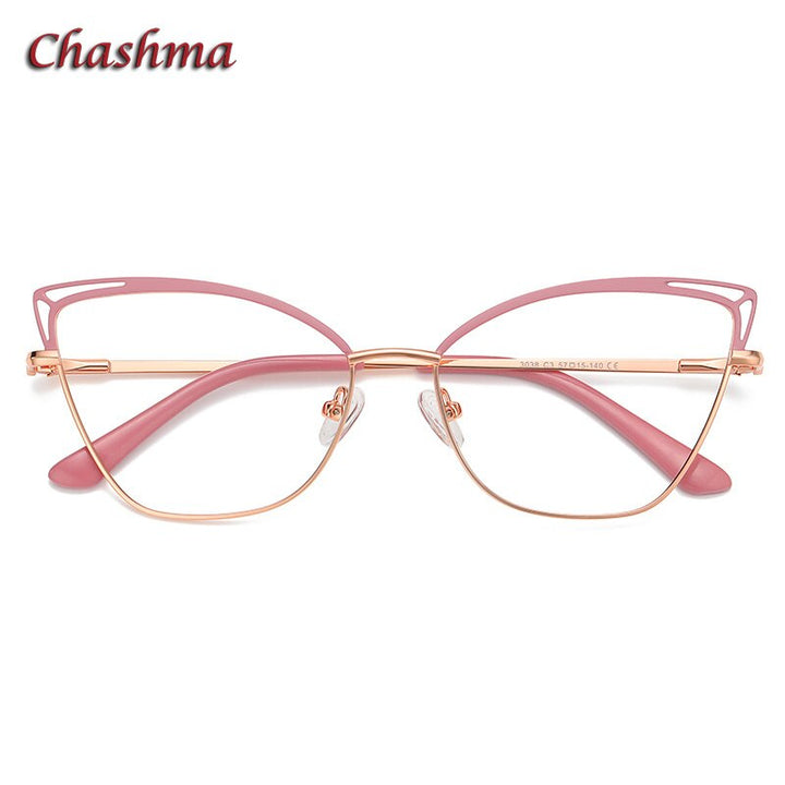 Chashma Ochki Women Full Rim Square Cat Eye Stainless Steel Eyeglasses 3038 Full Rim Chashma Ochki C3  