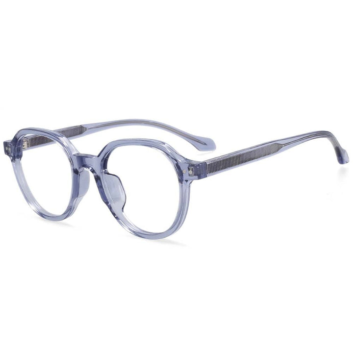 CCspace Women's Full Rim Round Acetate Titanium Frame Eyeglasses 54255 Full Rim CCspace Blue China 