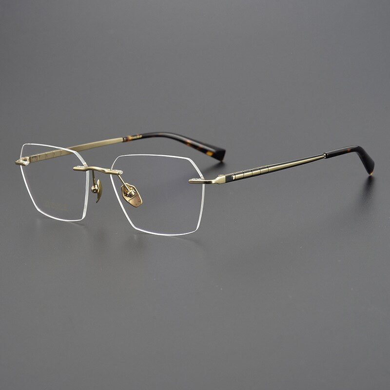 Bclear Unisex Rimless Square Titanium Eyeglasses Mys91101 Rimless Bclear Black gold  
