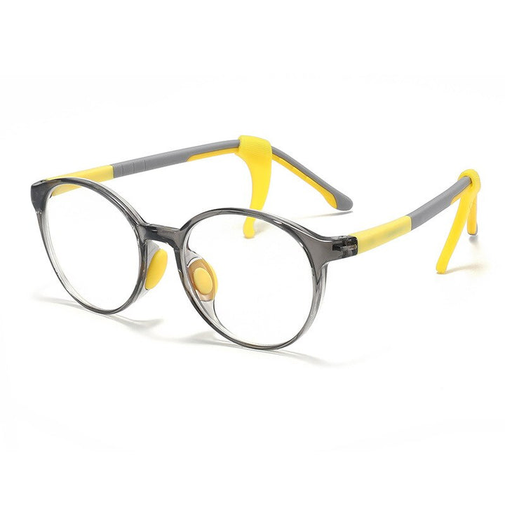 CCSpace Unisex Youth Full Rim Round Tr 90 Silicone Eyeglasses 54678 Full Rim CCspace Gray yellow China 