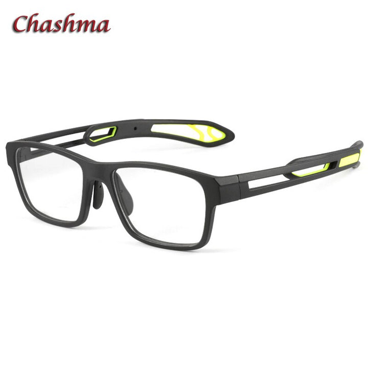 Chashma Men's Full Rim TR 90 Resin Titanium Square Sport Frame Eyeglasses 1927 Sport Eyewear Chashma Black Green  